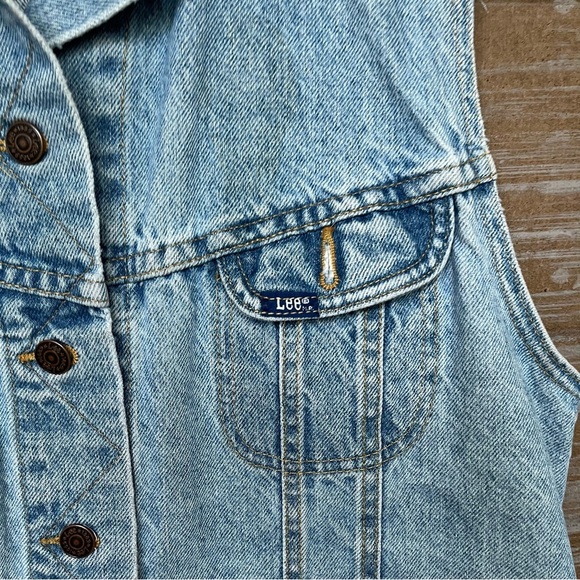 Vintage Lee Denim Vest Light Wash Western Rodeo Classic 100% Cotton Womens L - Picture 2 of 4